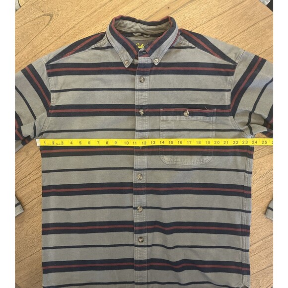 Cabela's Chamois Blanket Shirt Men Gray Southwest Stripe Heavy Cabin Overshirt L - Picture 2 of 9